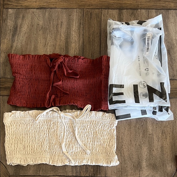 SHEIN Tops - SHEIN Neutral Beige Smocked Tank with Tie Detail